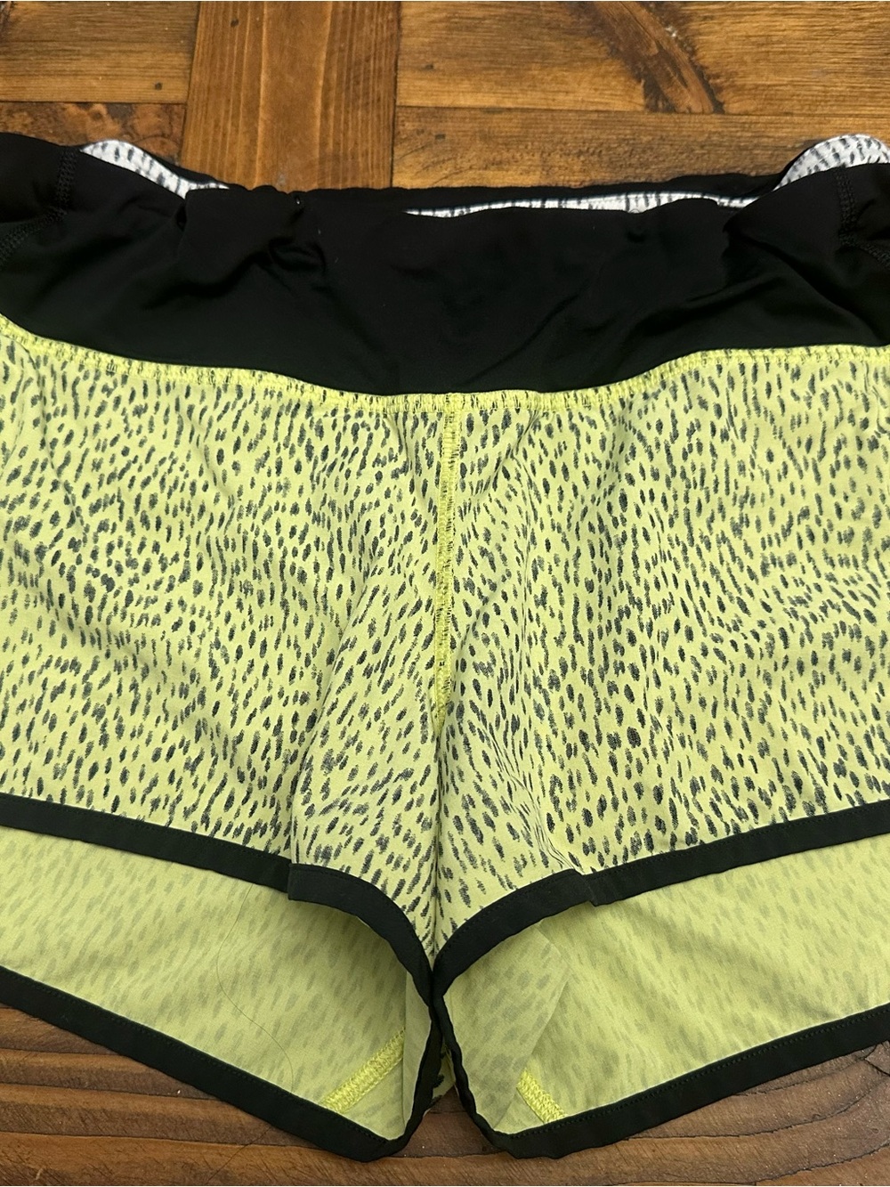lululemon athletica Neon Yellow and Black Running Shorts